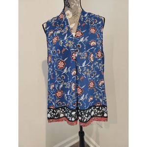 Violet + Claire Sleeveless V-Neck Floral Blouse XL